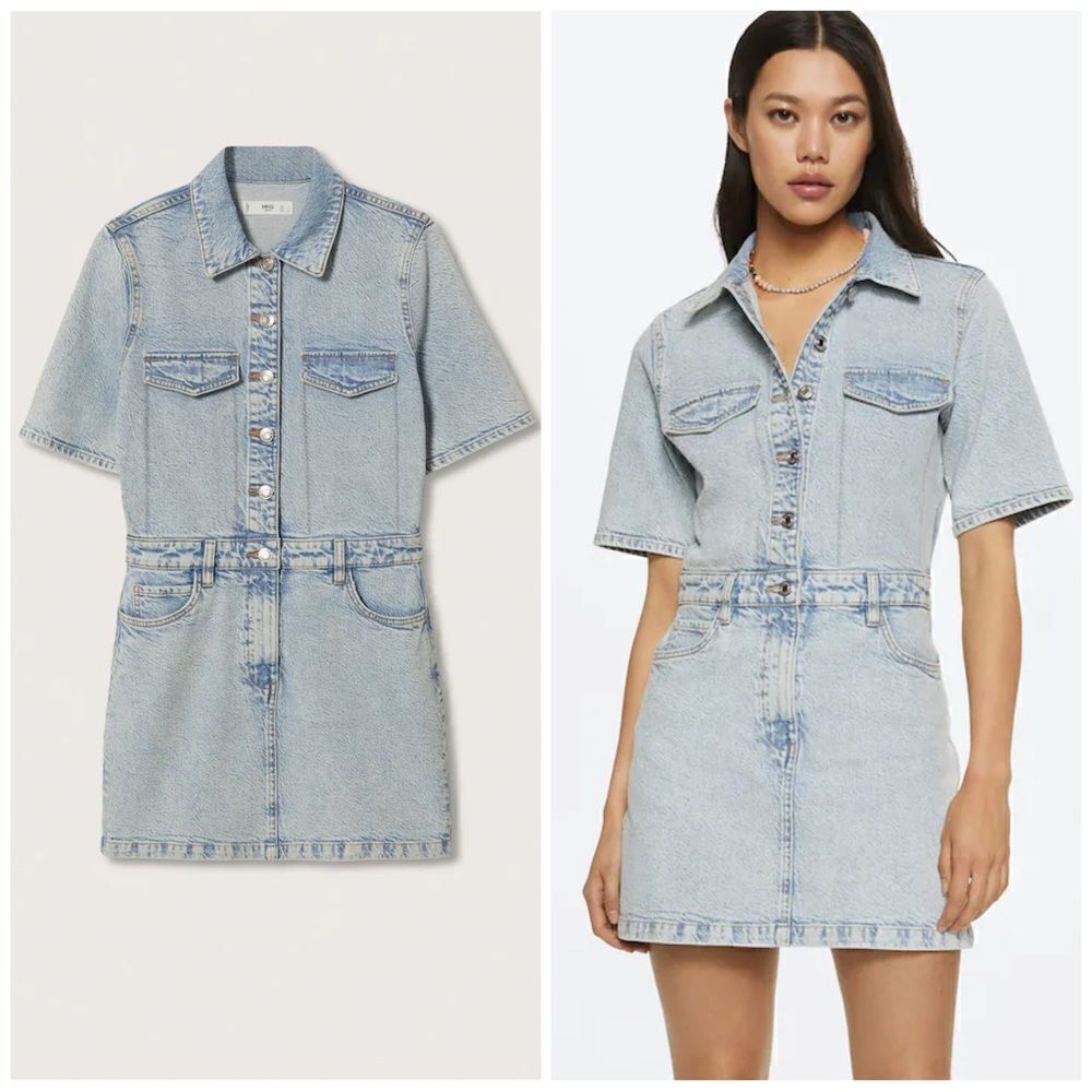 Mango Denim Shirt Dress New